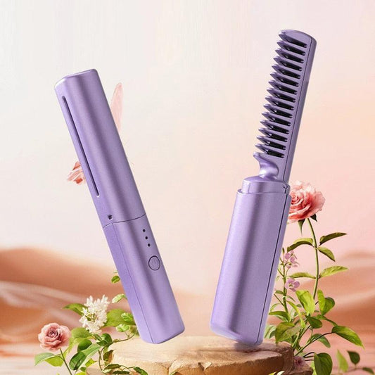 Meneflix Portable Mini Hair Straightener Cordless Rechargeable Mini Adjustable Hair Straightener Hot Comb - Trends